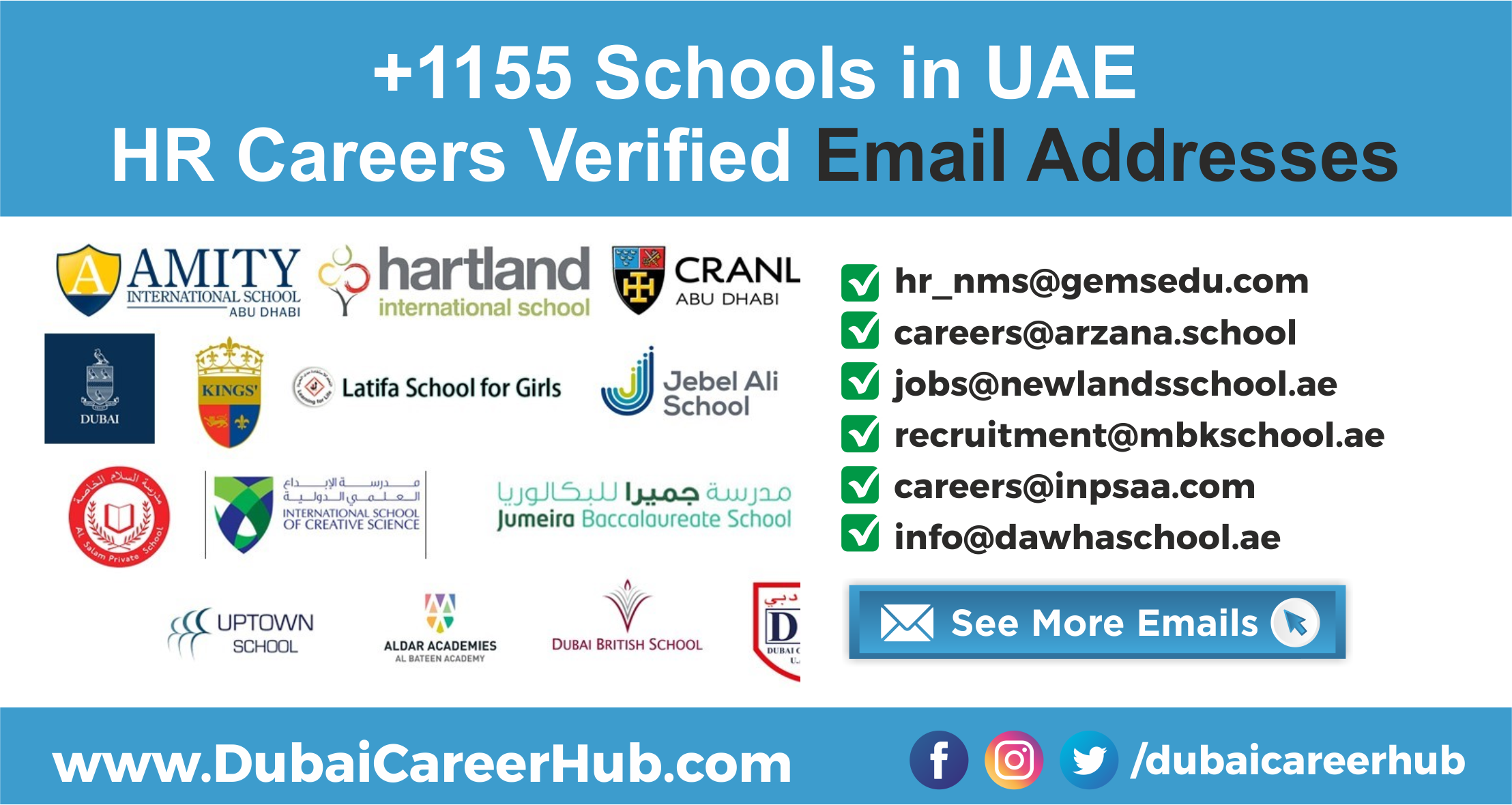 +1155 UAE Schools HR Careers Email Addresses - DubaiCareerHub.com